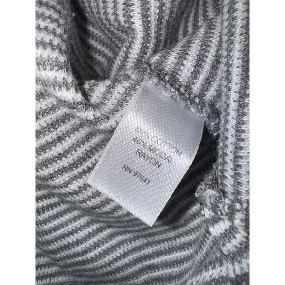 J Jill Textured Knit Tunic Gray Stripe Long Sleeve Sweater Top Hi Low Hem LARGE - Picture 4 of 7